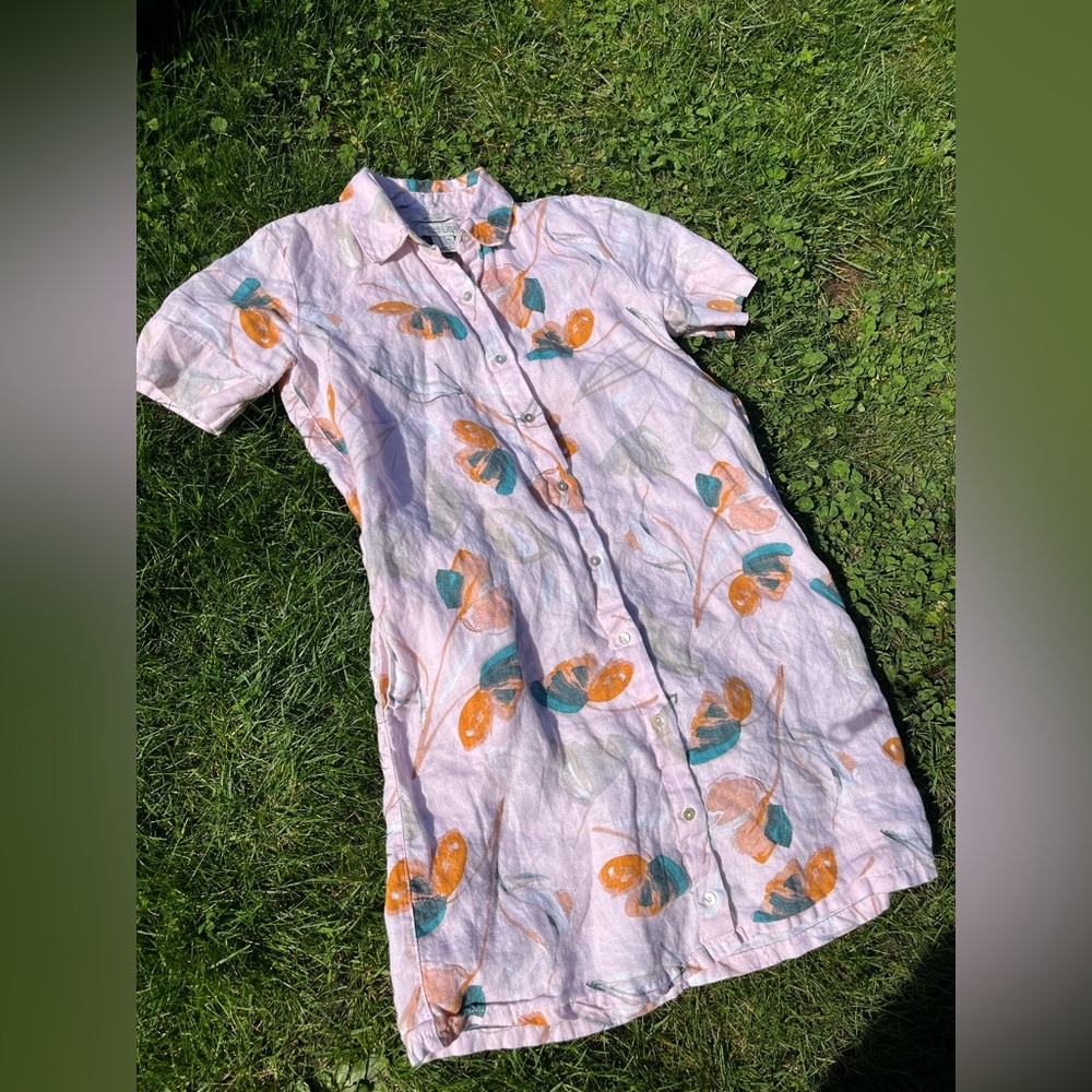 Rachel Zoe Pink Floral Button-Front Midi Shirt Dress